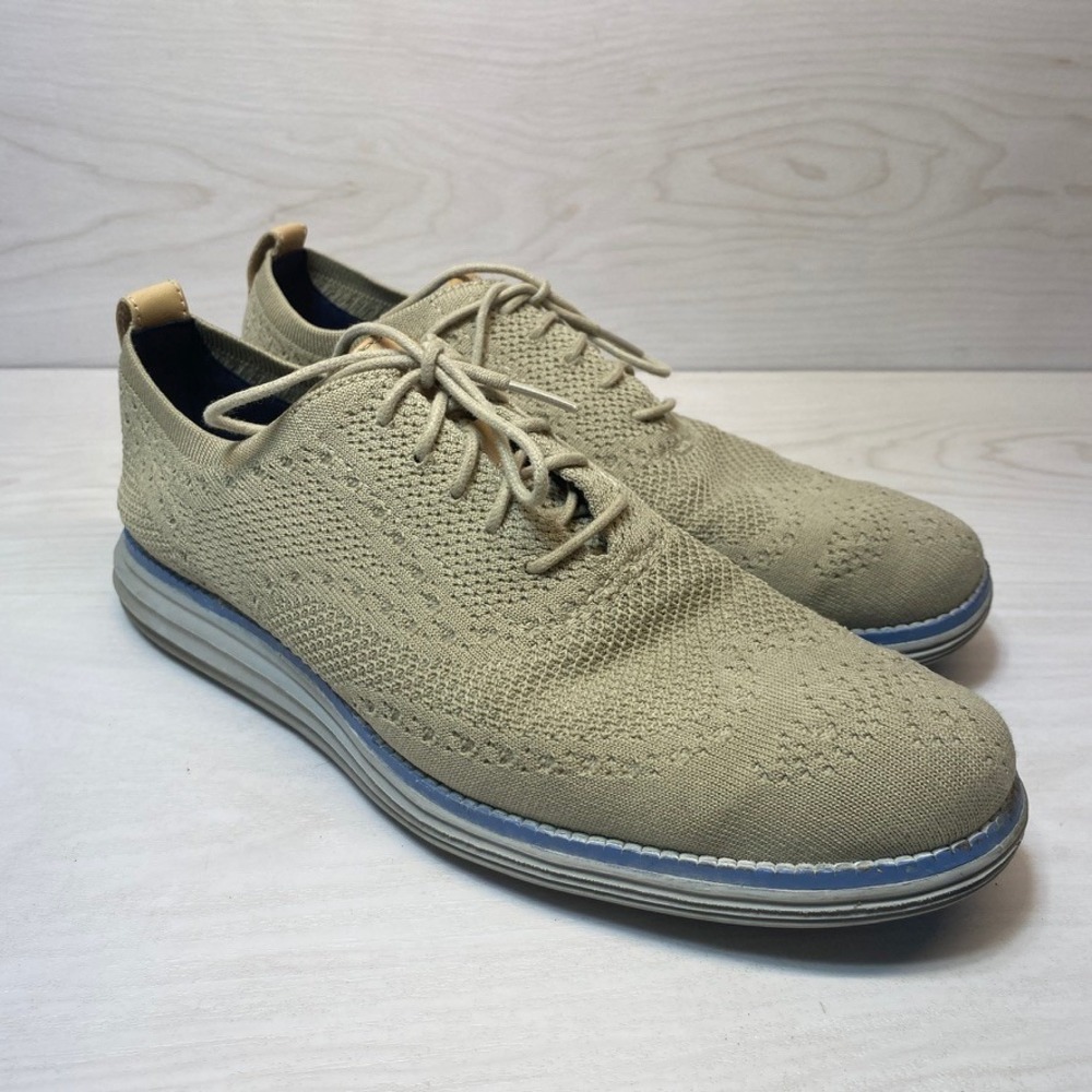 Cole Haan Mens 9 Zerogrand Stitchlite‎ Oxford Wingtip Khaki Tan Casual Shoe